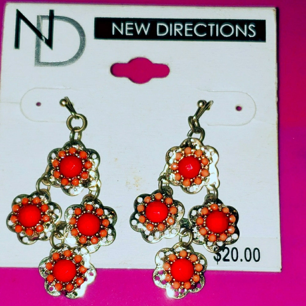 Gold flower Earrings New Directions Brand New